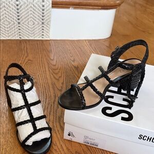 SCHUTZ Black Braided Sandals